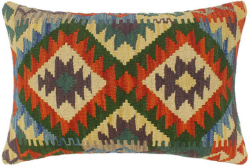 handmade Tribal Rust Blue Hand-Woven RECTANGLE 100% WOOL Pillow